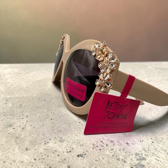 Betsey Johnson Blush Colored Embellished Sunglasses